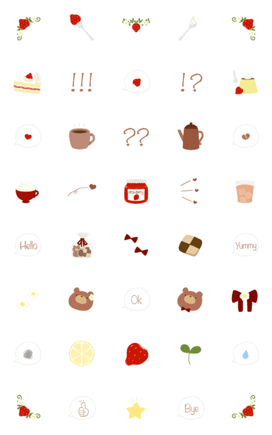 [LINE絵文字]大人かわいいいちごカフェの画像一覧