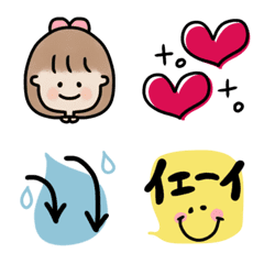 [LINE絵文字] キュートな女の子♡絵文字♡ミニスタンプの画像