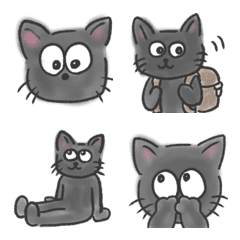 [LINE絵文字] 黒猫のくろまめ絵文字の画像