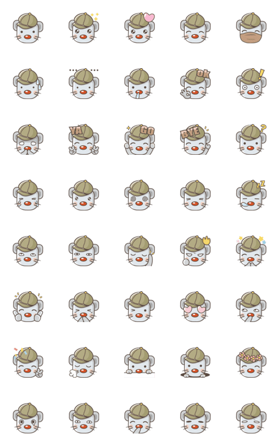 [LINE絵文字]Milu Little Elk Hat Mouse Emoji Stickerの画像一覧