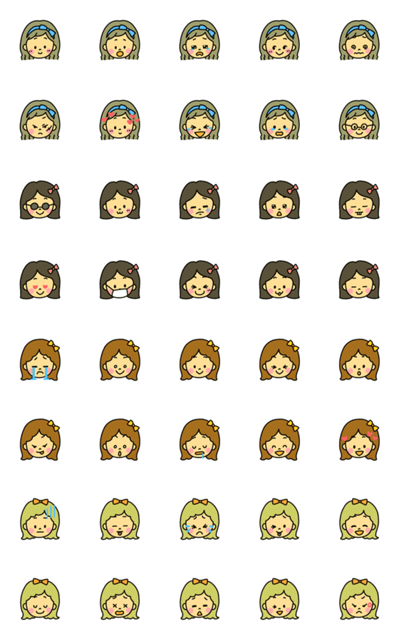 [LINE絵文字]かわいいリボンの女の子。の画像一覧