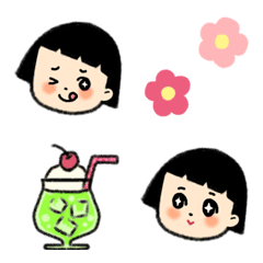 [LINE絵文字] おかっぱの小さな女の子の絵文字の画像