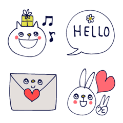 [LINE絵文字] mottoのゆかいな仲間たち♡ねことうさぎとの画像