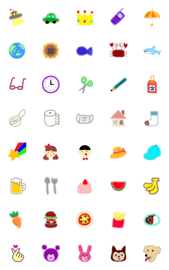 [LINE絵文字]わたしのクレヨン絵文字詰め合わせの画像一覧
