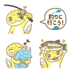 [LINE絵文字] レオパの絵文字 2 魚釣り編の画像