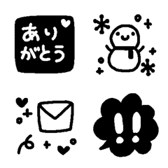 [LINE絵文字] モノクロ★シンプル絵文字の画像