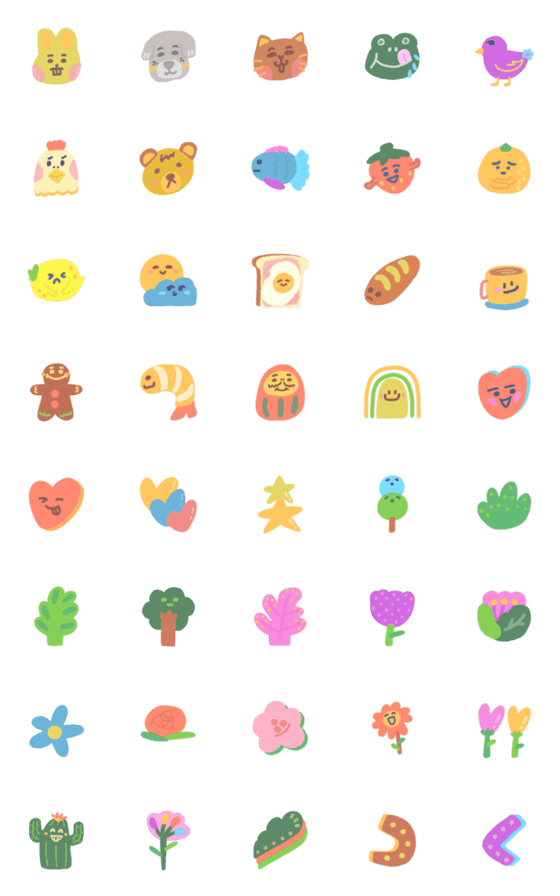 [LINE絵文字]Fun Animals, Plants and Shapes Emojisの画像一覧