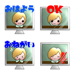 [LINE絵文字] テレワー子さんとおしごとの画像