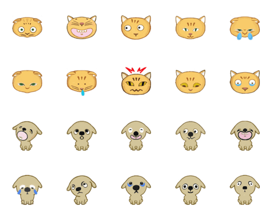 [LINE絵文字]愉快な猫と犬の画像一覧