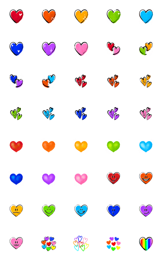 [LINE絵文字]8colors Heartの画像一覧