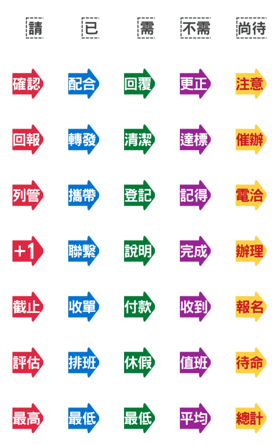 [LINE絵文字]矢印ラベル➠選択した組み合わせの画像一覧