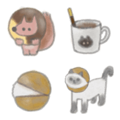 [LINE絵文字] シャム猫と小さなリスのお菓子パーティーの画像
