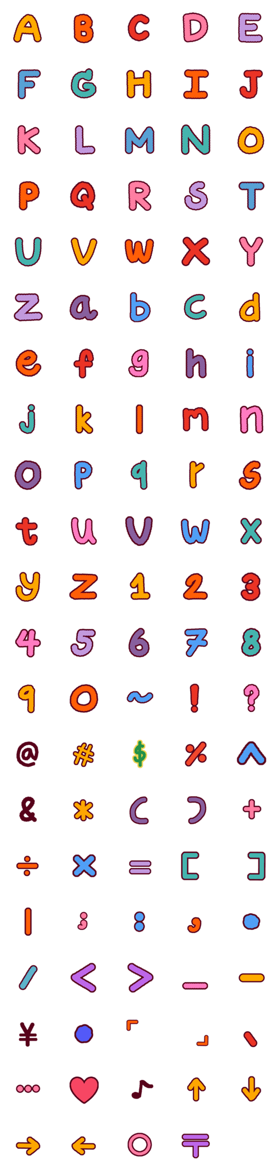 [LINE絵文字]70s alphabetの画像一覧