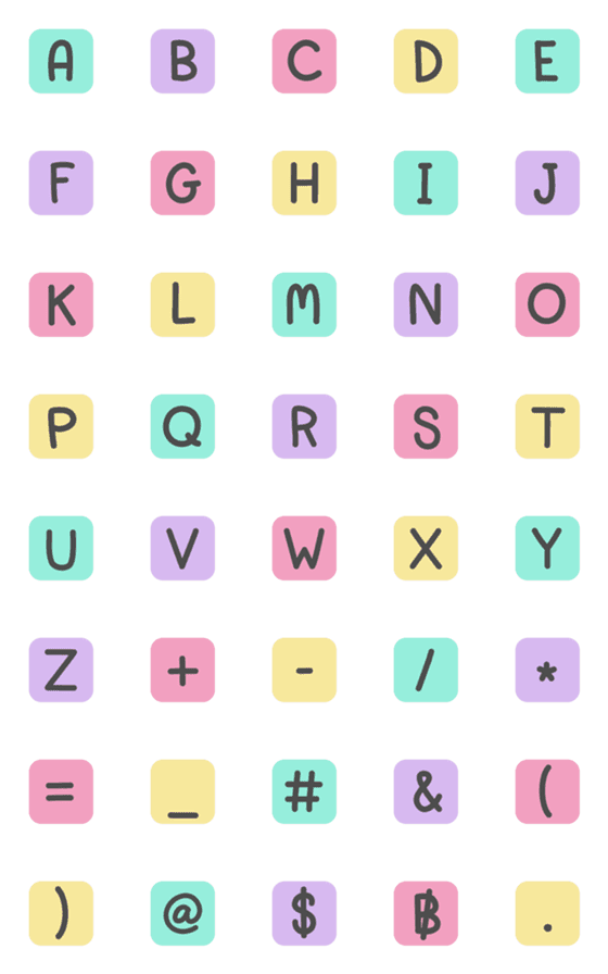 [LINE絵文字]ABC English Alphabet in Squareの画像一覧