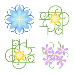 [LINE絵文字] フレーム絵文字 vol.9 北欧色の花植物の画像