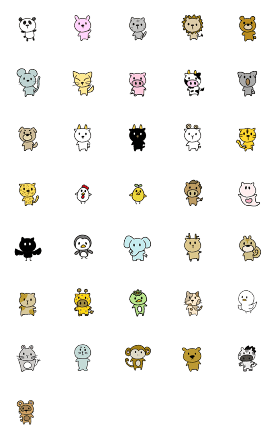 [LINE絵文字]あにまる絵文字001の画像一覧