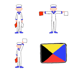 [LINE絵文字] 水兵の手旗信号の画像