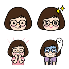 メガネ女子の日常絵文字(3)の絵文字メイン画像
