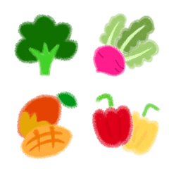 [LINE絵文字] 野菜と果物のクレヨン絵文字の画像