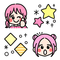 [LINE絵文字] ピンク系☆かわいい女の子絵文字の画像