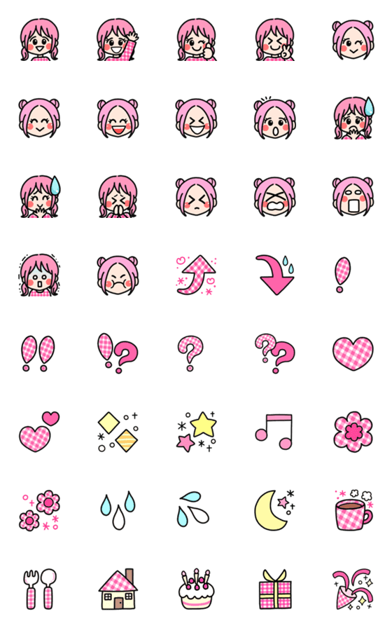 [LINE絵文字]ピンク系☆かわいい女の子絵文字の画像一覧