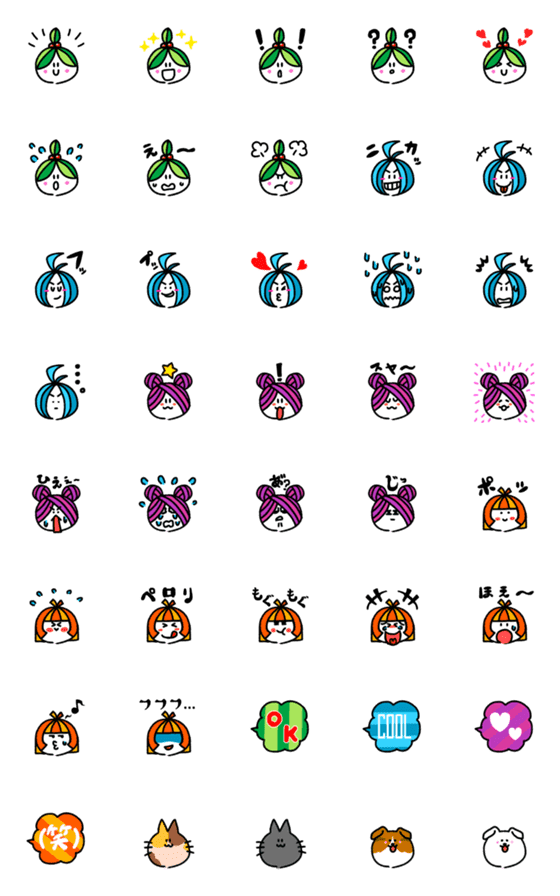 [LINE絵文字]愉快な四姉妹の絵文字の画像一覧