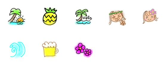 [LINE絵文字]summer Hawaiianの画像一覧