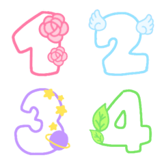 [LINE絵文字] Number white pastel cute emojiの画像