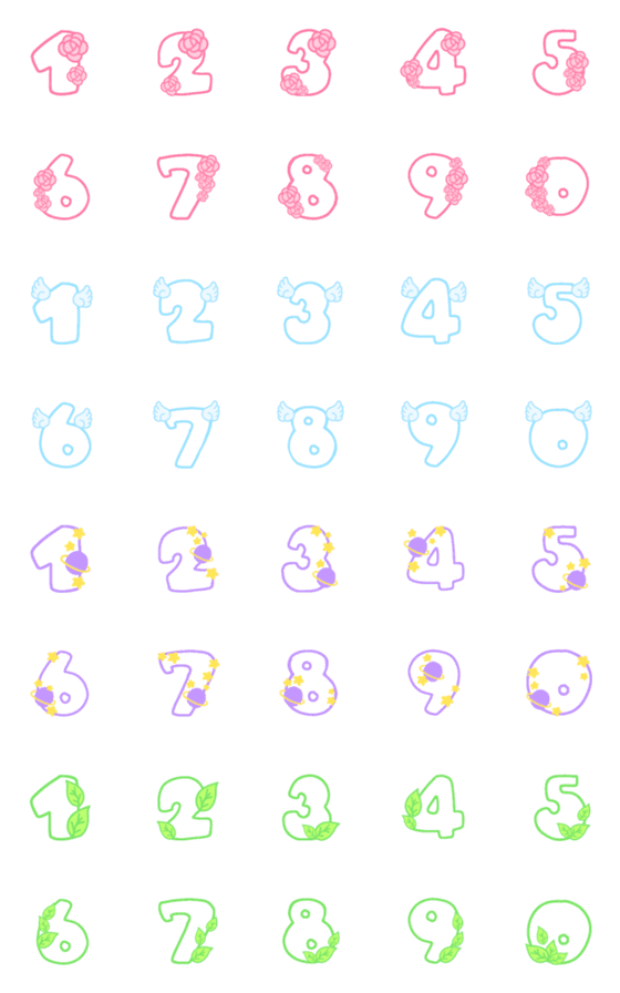 [LINE絵文字]Number white pastel cute emojiの画像一覧