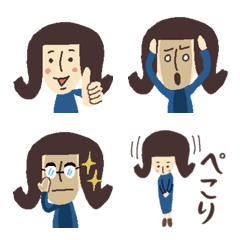 [LINE絵文字] ロングヘアおかっぱちゃんの毎日絵文字3の画像