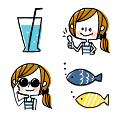 [LINE絵文字] 夏のガール絵文字の画像