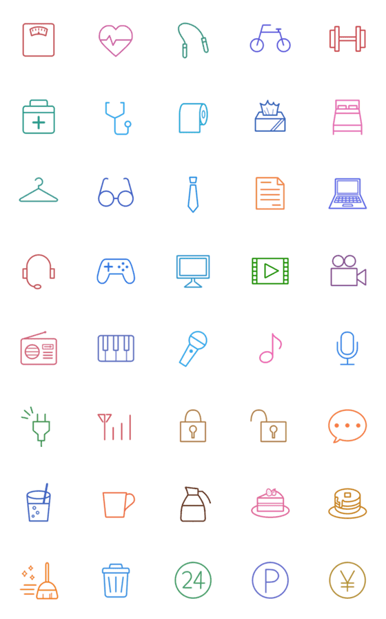 [LINE絵文字]シンプル★大人シックな線画絵文字 5の画像一覧
