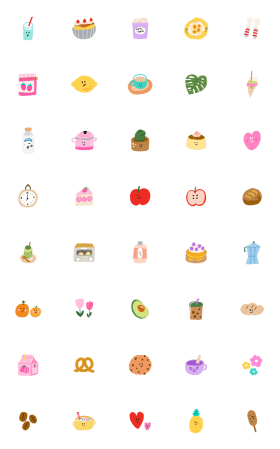 [LINE絵文字]Cute Cafe Collection Emojiの画像一覧
