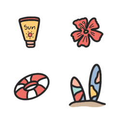 [LINE絵文字] summer beach cute emojiの画像