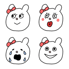 [LINE絵文字] シンプルな白いウサギの絵文字の画像
