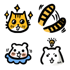 [LINE絵文字] Little yellow cat and big white bearの画像