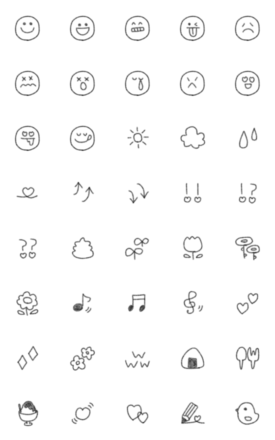 [LINE絵文字]Simple 手書き絵文字 クレヨンの画像一覧
