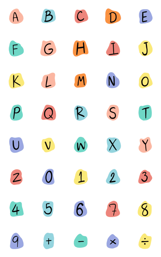 [LINE絵文字]English alphabets colorfulの画像一覧