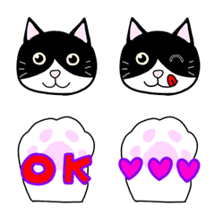 [LINE絵文字] 白黒はちわれ猫の絵文字の画像