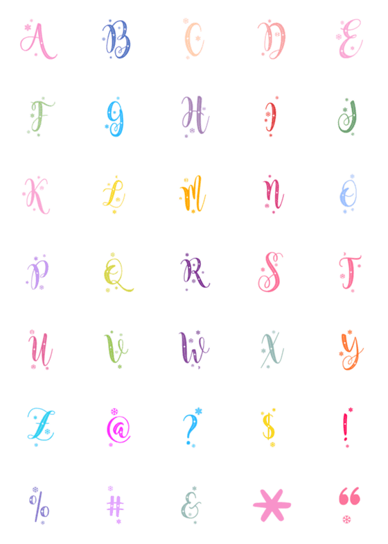 [LINE絵文字]Lovely english alphabets Ver.1の画像一覧