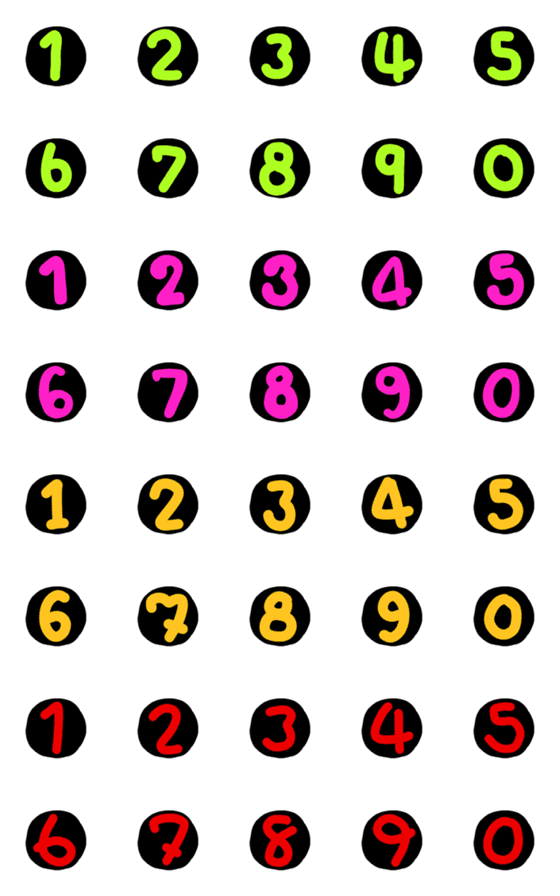 [LINE絵文字]Number black neon circle emojiの画像一覧