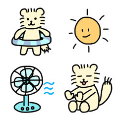 [LINE絵文字] ねこのろっきぃ絵文字8(夏休み)の画像