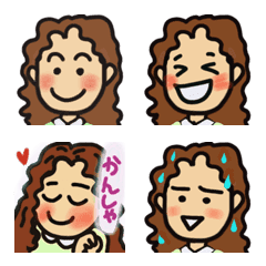 [LINE絵文字] パーマヘアの女性の画像