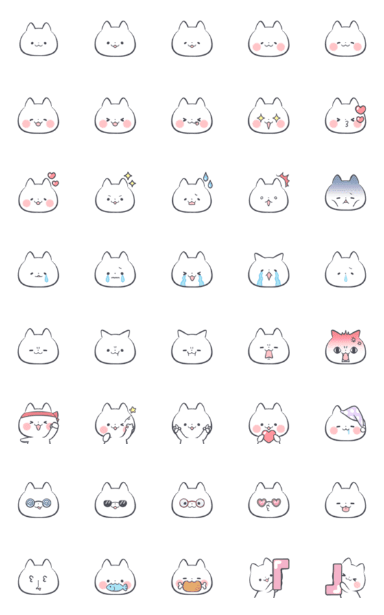 [LINE絵文字]白ねこマルちゃんの絵文字の画像一覧