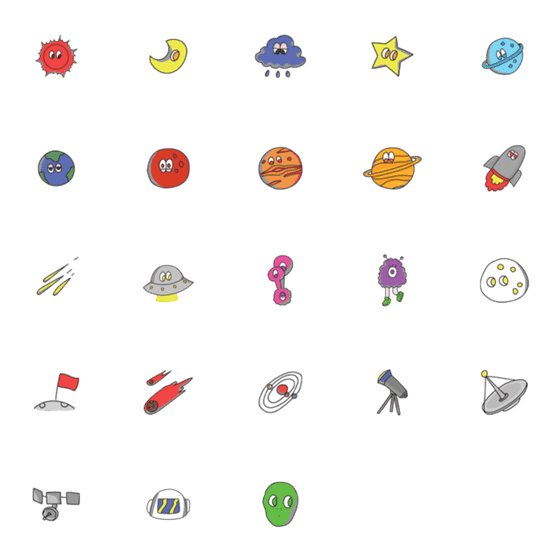 [LINE絵文字]Of galaxzy EMOJIの画像一覧