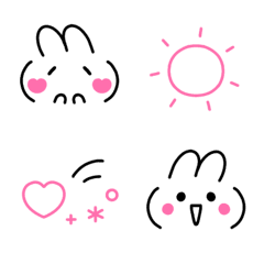 [LINE絵文字] ♡ピンク×うさぴょん×顔文字♡の画像
