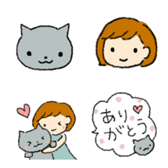 [LINE絵文字] ねこと仲良しの画像