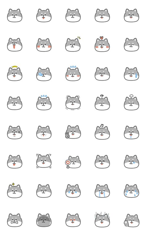 [LINE絵文字]モノクロなしばいぬ絵文字の画像一覧