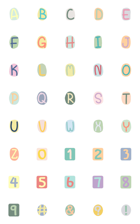 [LINE絵文字]pastel alphabet number symbolの画像一覧