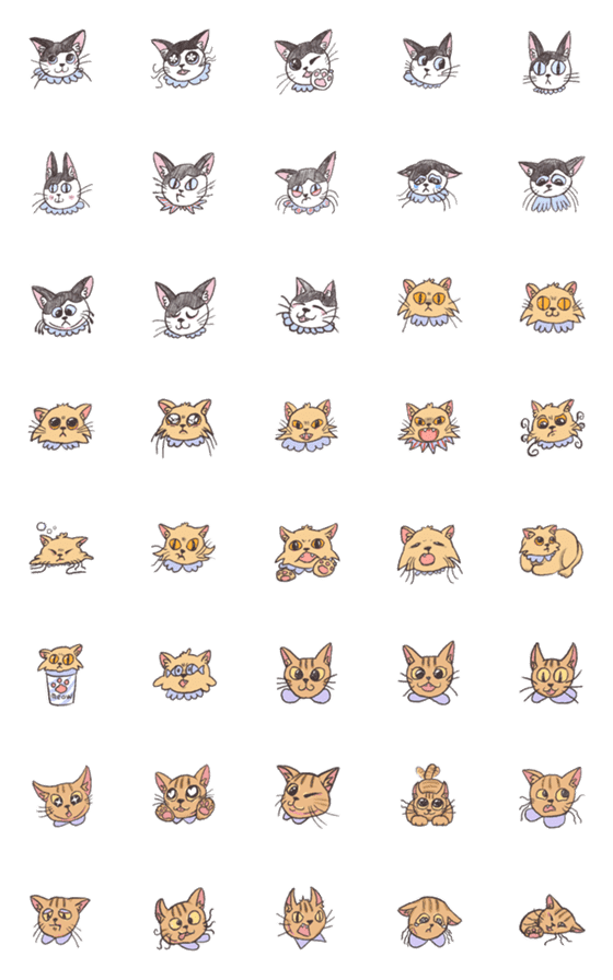 [LINE絵文字]Three meow meow Emoji！！！の画像一覧